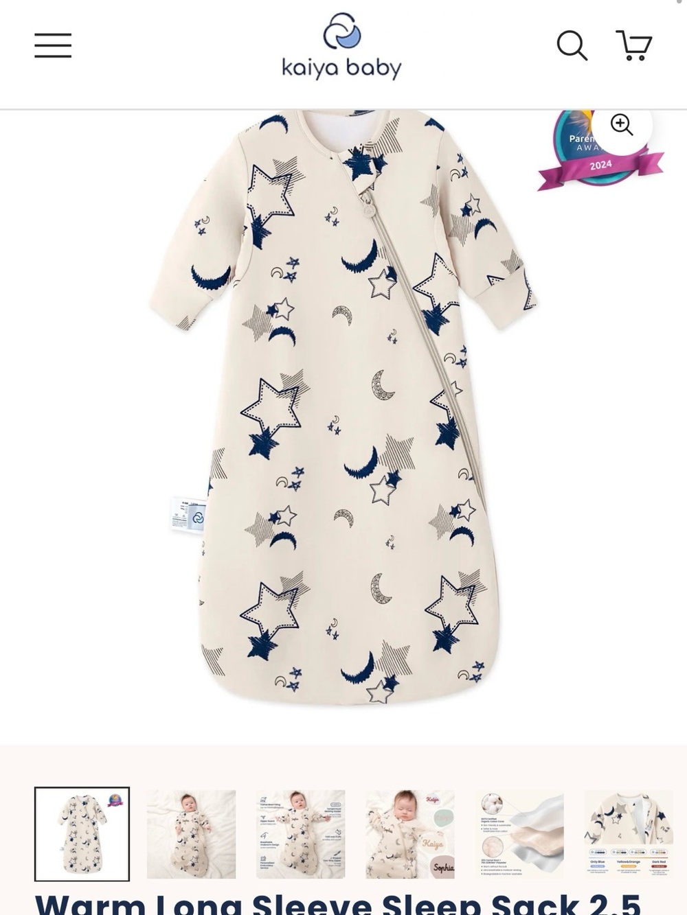 Kaiya Baby Cream Star & Moon Sleep Sack - Long Sleeve Kids Pajamas